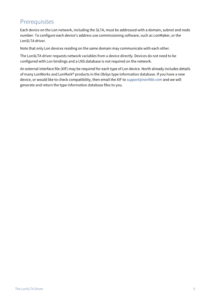 Preview thumbnail of page 5 of the LonSLTA Driver Manual PDF document.
